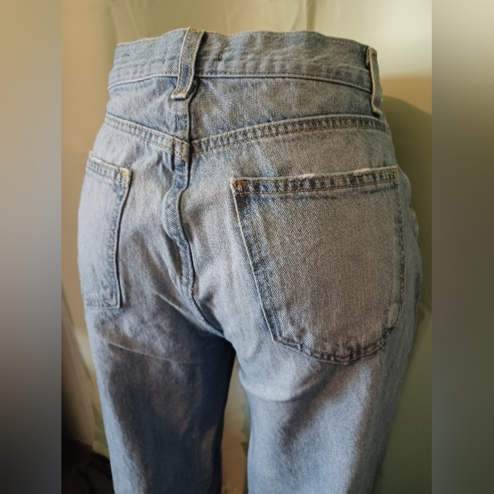Fashion Nova Blue Wide Leg Distressed Jeans - Picture 3 of 11